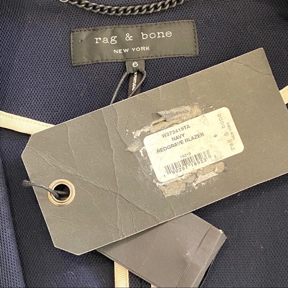 NWT rag & bone Navy Blue Redgrave Whipstitch Cotton Blazer Size 6 - Picture 15 of 15